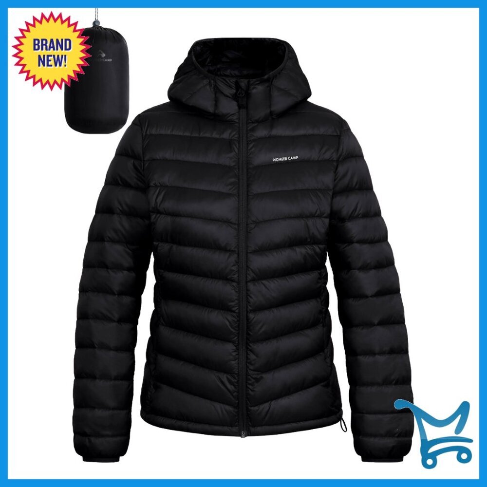 Packable Puffer Jacket Lightweight Quilted Hooded Coat Water-Repellent Windproof